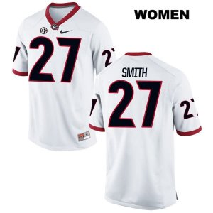 Women's Georgia Bulldogs NCAA #27 KJ Smith Nike Stitched White Authentic College Football Jersey QSK1654GF